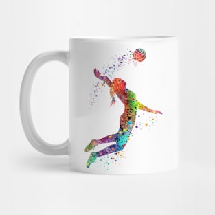 Volleyball Girl Watercolor Painting Art Print Sports Gifts Mug